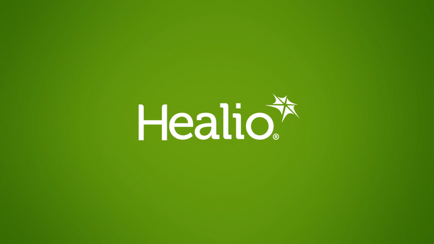 an image of the Healio logo against a green background