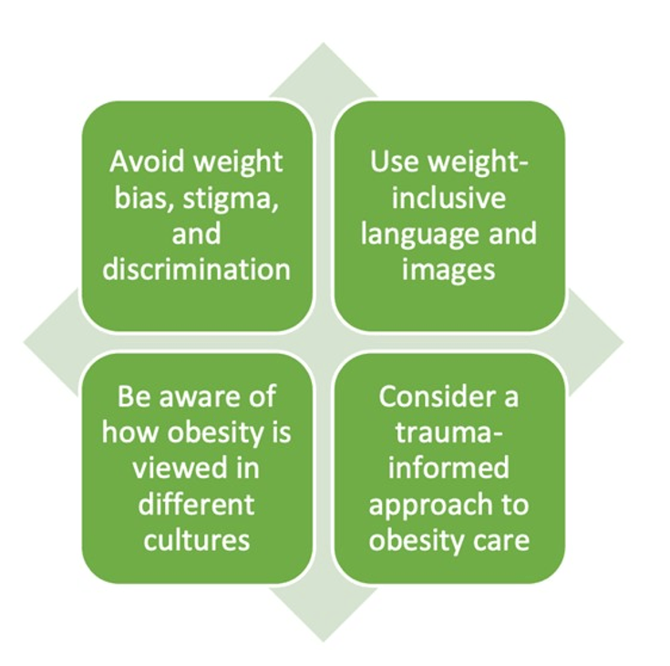 Figure 11-10: Important considerations when speaking about obesity and women’s health. Source: <em>Adapted from Gambineri A, et al. Int J Obes Suppl. 2019;9(1):65-72. </em>