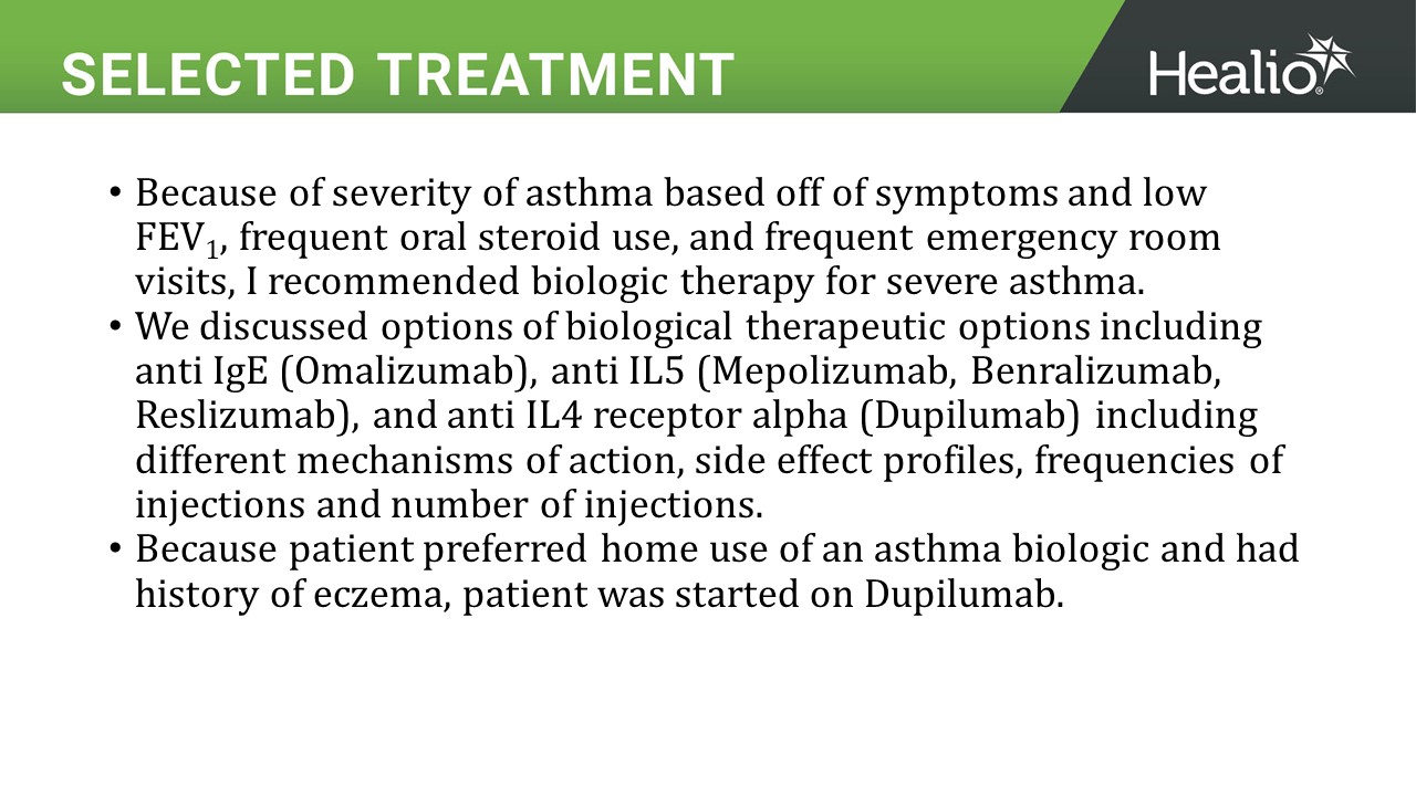 a clinical case review selected treatment slide