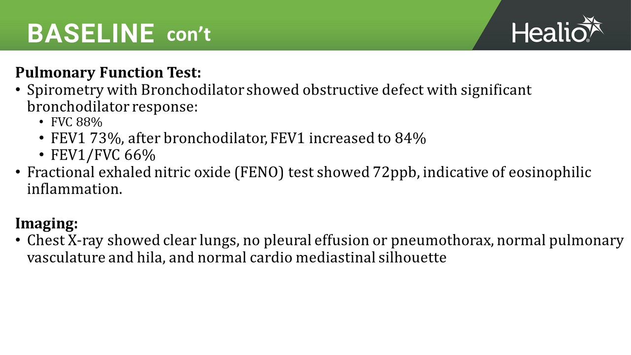 an image of the second baseline characteristics slide for the third asthma clinical case review