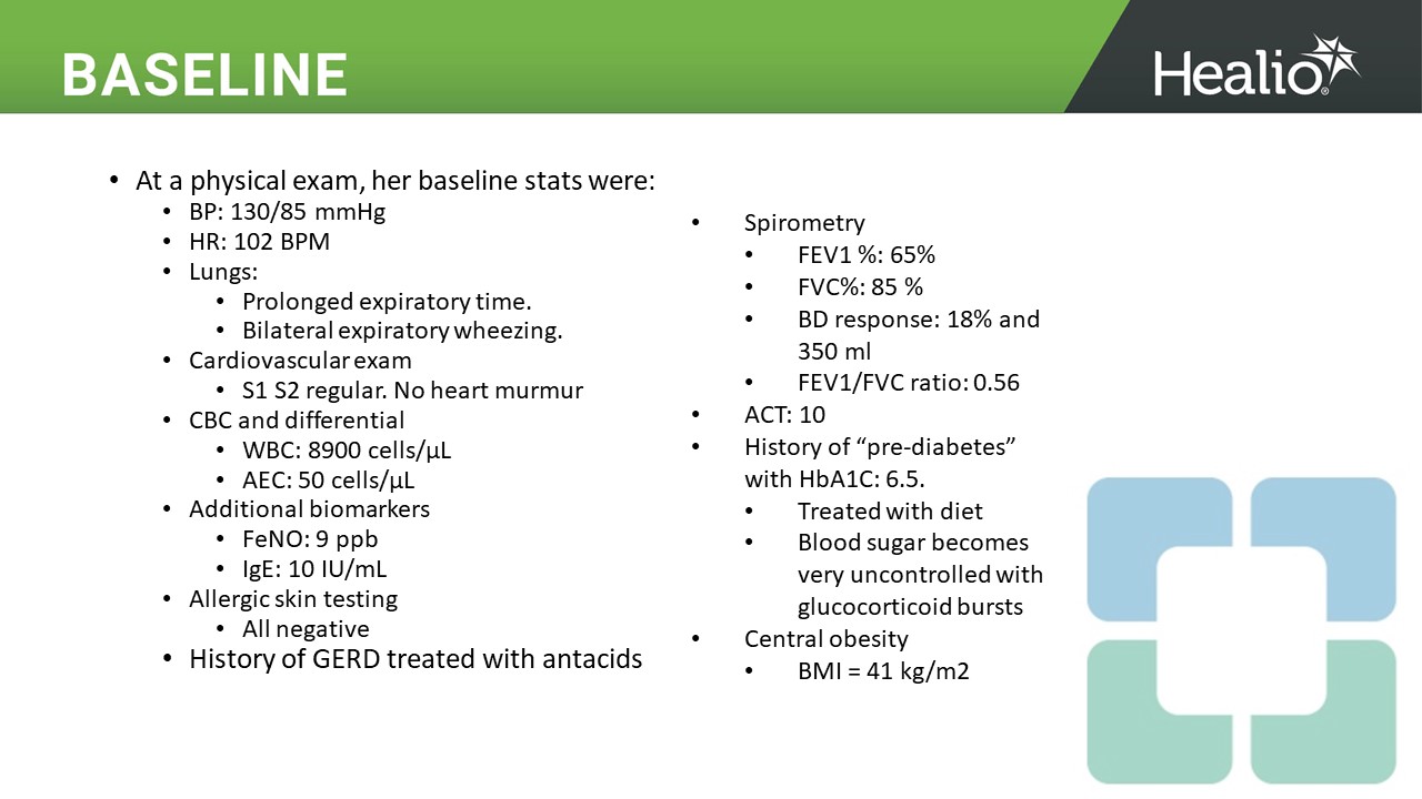 an image of baseline characteristics of a patients with severe asthma