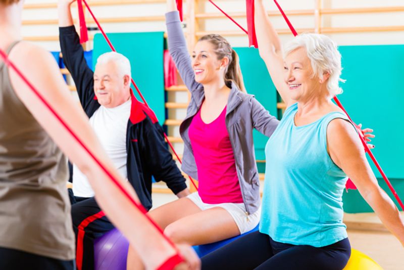 Group of older adults exercising