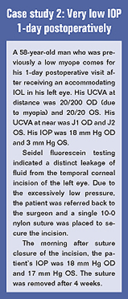 Case study 2: Very low IOP 1-day postoperatively