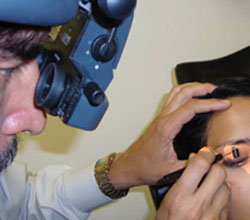 Dr. Gutierrez often uses a binocular indirect ophthalmoscope 