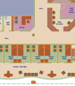 Figure 2. Outpatient cath lab with pre-/post-procedure spaces.