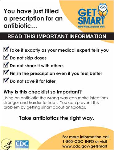 One of the CDC’s “Get Smart” Campaign flyers. 