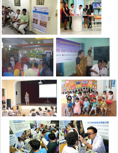 Images of APAO member societies’ activities during the 5th Asia-Pacific Eye Care Week from the Philippines (top row), Bangladesh (second row), China (third row) and Chinese Taipei (bottom row).