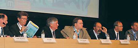 Panel members David R. Hardten, MD; Joseph Colin, MD; Risto Uusitalo, MD; Gerd Auffarth, MD; Antonio Marinho, MD; and  K. Krutila, MD, at the ESCRS meeting in Stockholm