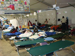 Patients recover in the pediatric ward in the University of Miami/Medishare hospital tent