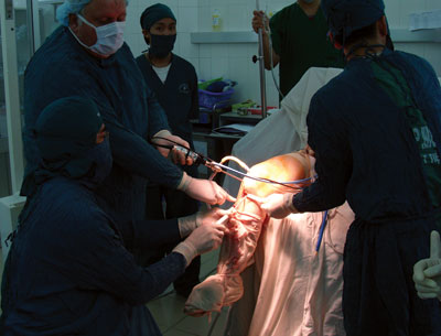 Blasier demonstrates arthroscopic technique