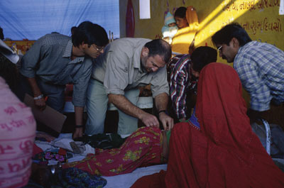 Coughlin provides assistance in a relief tent