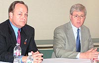 Peter H. Kehoe, OD, (left) succeeds Kevin Alexander, OD, PhD, (right) as president of the American Optmetric Association