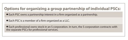 Options for organizing a group partnership of individual PSCs