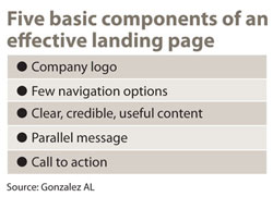 Five basic components of an effective landing page