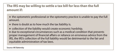 The IRS may be willing to settle a tax bill for less than the full amount if: