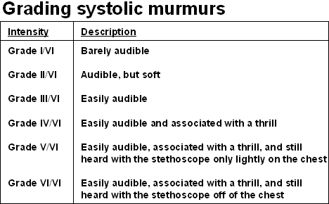 grading systolic murmurs