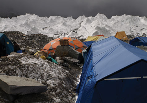 Base camp on Mount Everest where researchers studied changes in BP levels at different altitudes.