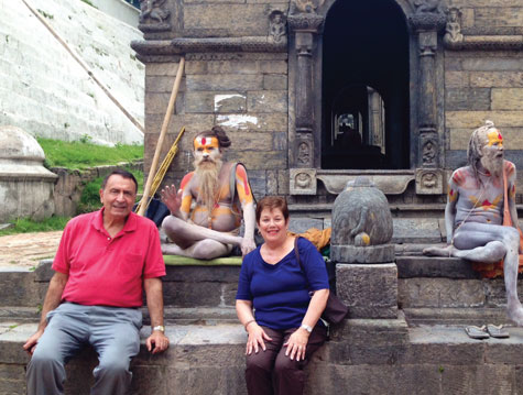 Dr. Weber and his wife meet the Holy Men of Nepal.