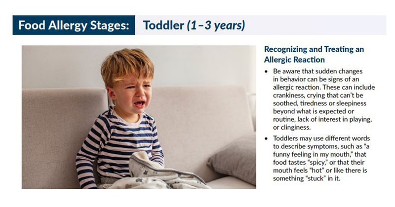 Excerpt from the AAAAI handout on food allergy for caregivers of toddlers