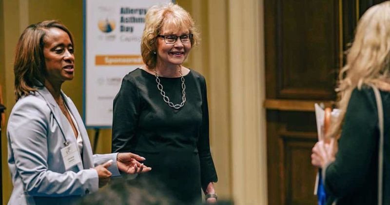 Allergy & Asthma Network CEO Lynda Mitchell, MA, CAE, (center) met with members of Congress and their representatives in Washington, D.C., in May to advocate for improved access to care