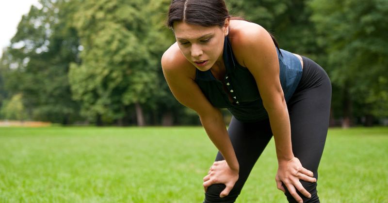 woman breathing hard after exercise