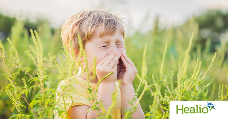 A child with pollen, grass allergy