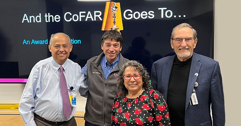 Pictured at Cincinnati Children's Hospital Medical Center on Tuesday, March 5, are, from left: Raouf Amin, MD, director of pulmonology; Marc Rothenberg, MD, director of allergy and immunology; Amal H. Assa’ad, MD, associate director of allergy and immunology (front); and Thomas Boat, MD, former chair of pediatrics and former dean of University of Cincinnati College of Medicine. Courtesy of Cincinnati Children’s Hospital