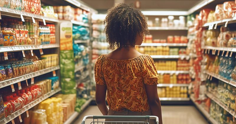 Black woman in grocery store