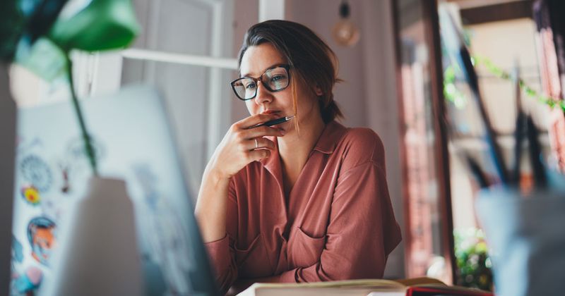 woman using a computer