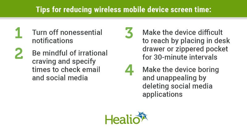 Tips for reducing wireless mobile device screen time 