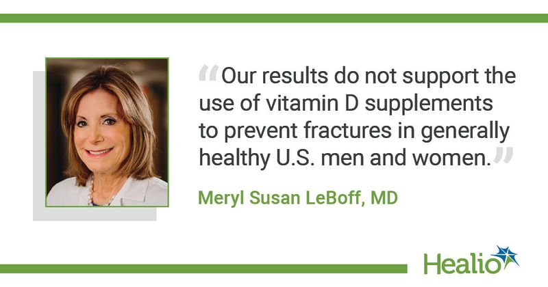 “Our results do not support the use of vitamin D supplements to prevent fractures in generally healthy U.S. men and women.” Meryl Susan LeBoff, MD