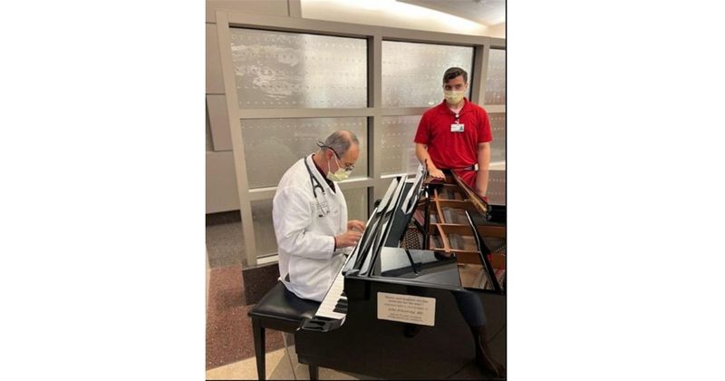 Saleh Aldasouqi plays the piano