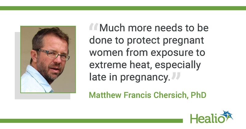 Quote from Chersich on exposure to extreme heat in pregnant women