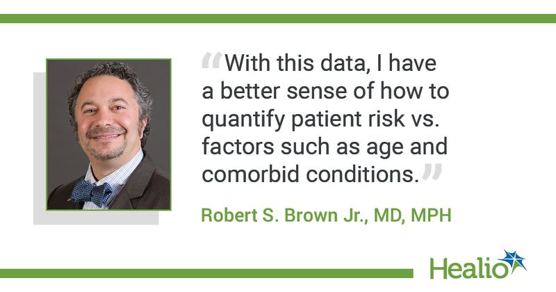  The quote is: “With this data, I have a better sense of how to quantify patient risk vs. factors such as age and comorbid conditions.” The source of the quote is Robert S. Brown, Jr.,