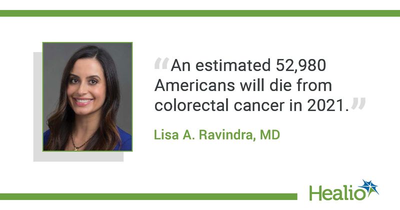 "An estimated 52,890 Americans will die from colorectal cancer in 2021." - Lisa A. Ravindra, MD