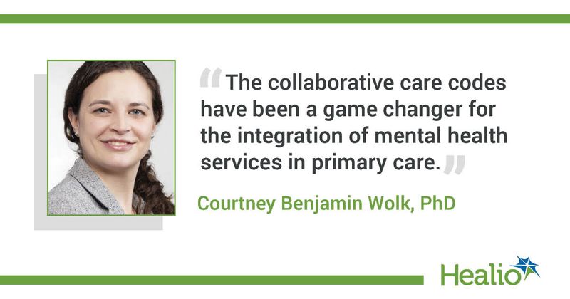 The quote is: "The collaborative care codes have been a game changer for the integration of mental health services in primary care.”  The source of the quote is Courtney Benjamin Wolk, PhD. 