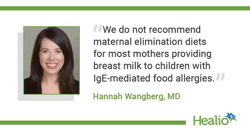 Quote from Wangberg on maternal diet while breastfeeding