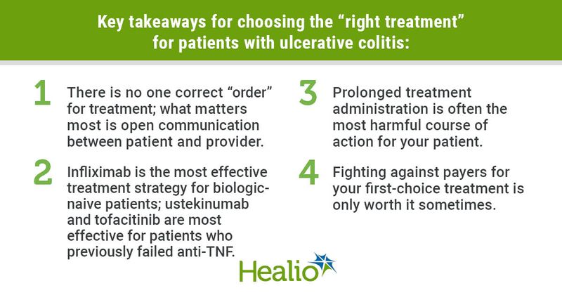 Key takeaways for choosing the “right treatment” for patients with ulcerative colitis: