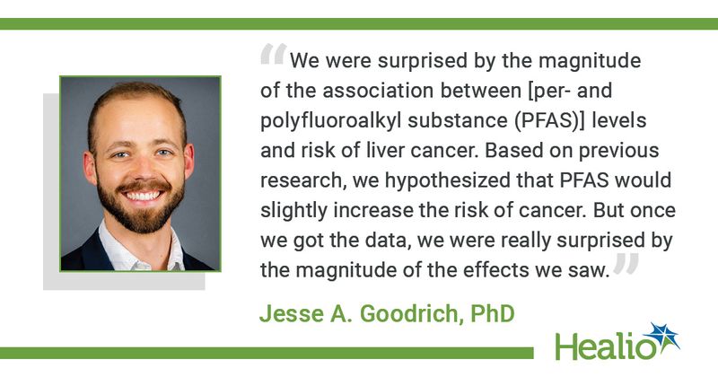 “We were surprised by the magnitude of the association between [per- and polyfluoroalkyl substance (PFAS)] levels and risk of liver cancer. Based on previous research, we hypothesized that PFAS would slightly increase the risk of cancer. But once we got the data, we were really surprised by the magnitude of the effects we saw.” – Jesse A. Goodrich, PhD