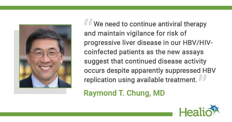 “We need to continue antiviral therapy and maintain vigilance for risk of progressive liver disease in our HBV/HIV-coinfected patients as the new assays suggest that continued disease activity occurs despite apparently suppressed HBV replication using available treatment.” Raymond T. Chung, MD