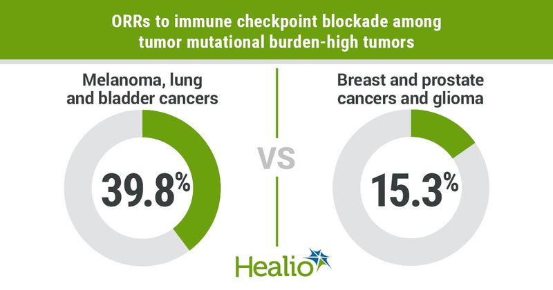 Tumor mutational burden predicted immunotherapy response for some, but not all, cancer types.