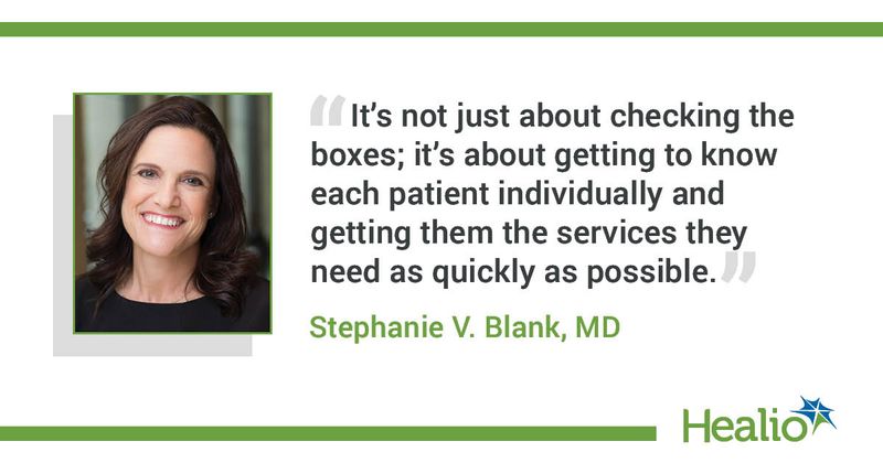 Infographic with quote from Stephanie V. Blank, MD