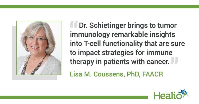 Infographic with quote from Lisa M. Coussens, PhD, FAACR