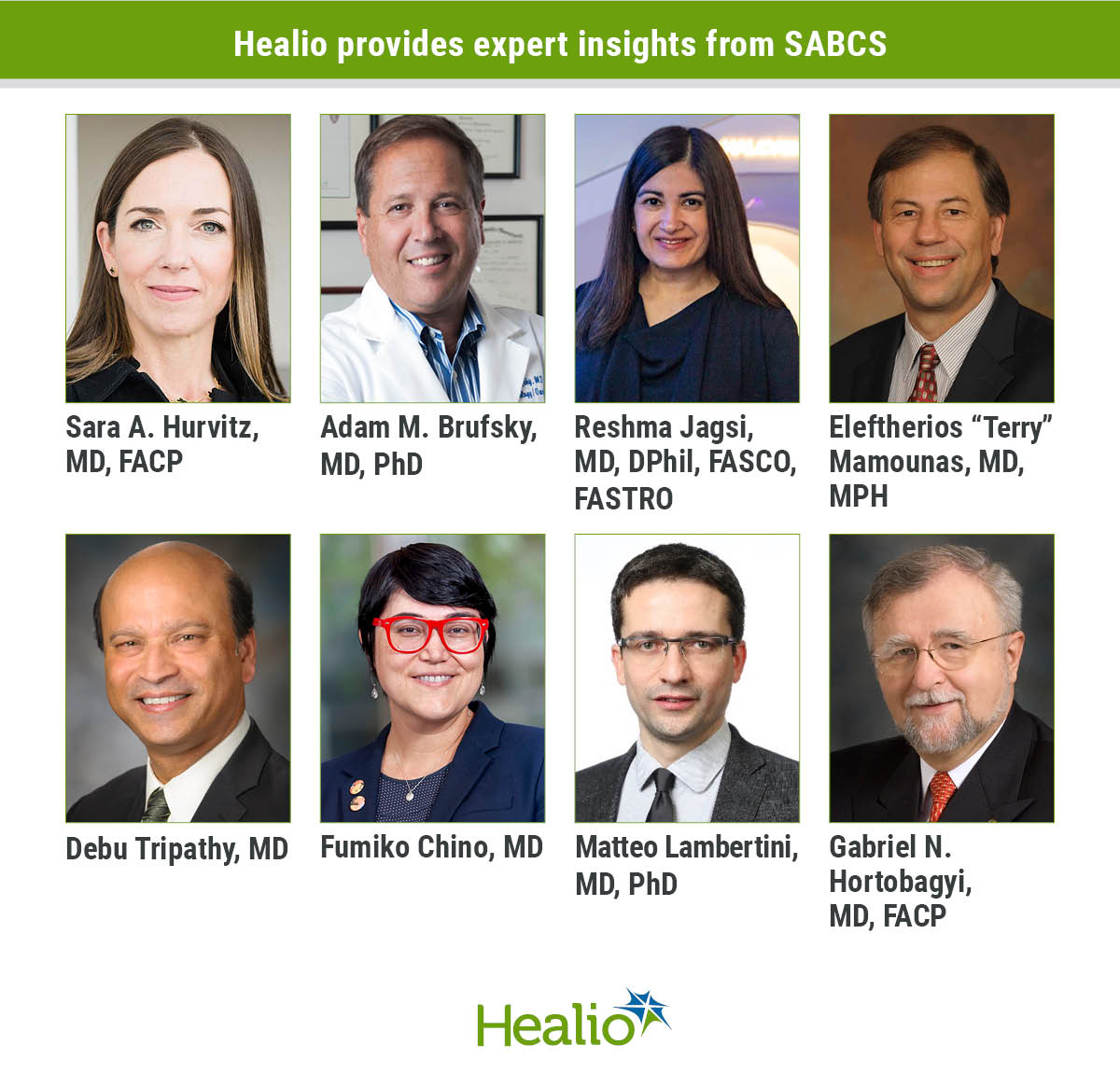 Graphic showing experts with whom Healio spoke at SABCS