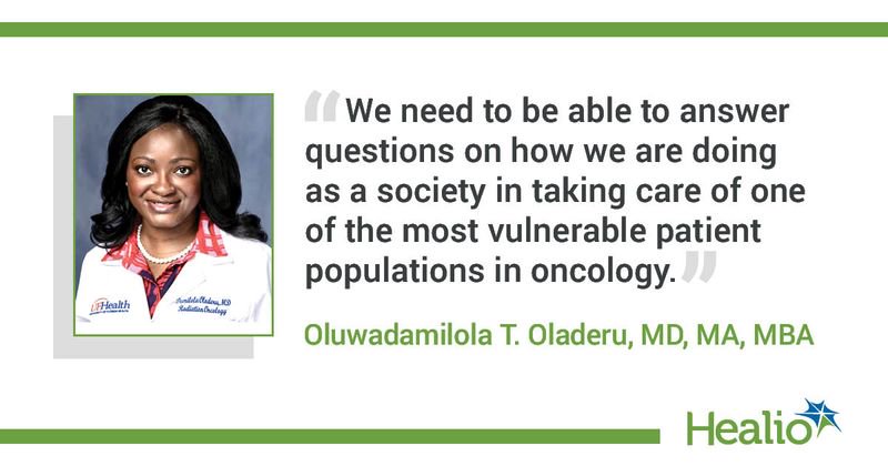 Headshot and quote of Oluwadamilola T. Oladeru, MD, MA, MBA