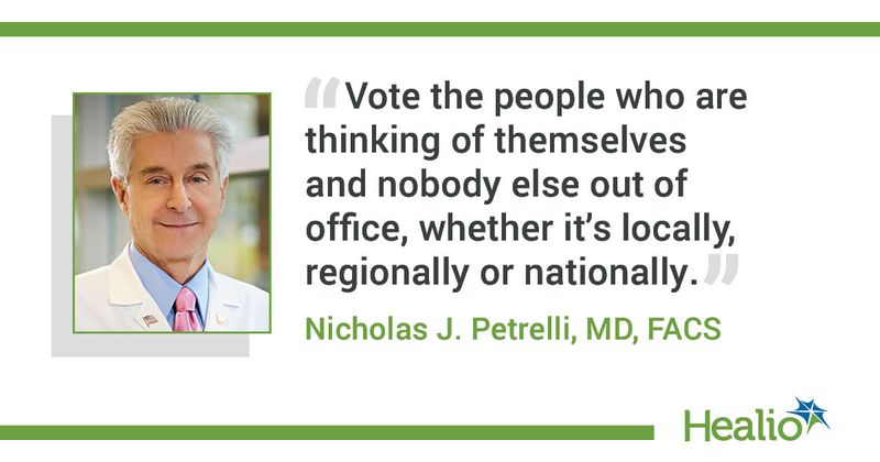 Graphic with quote from Nicholas J. Petrelli, MD, FACS