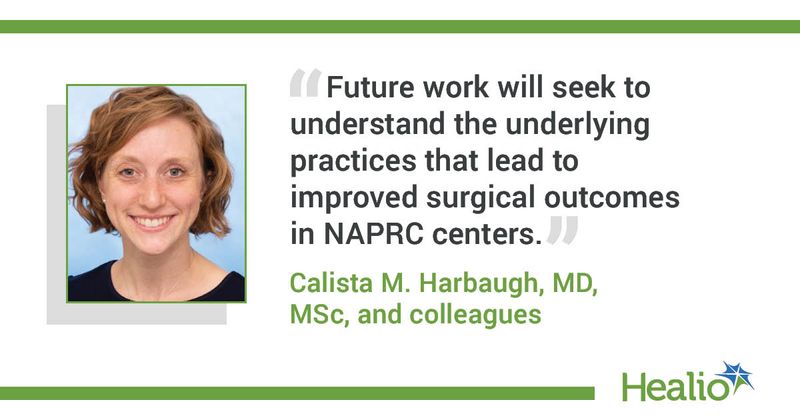 Graphic with headshot of Calista M. Harbaugh, MD, MSc