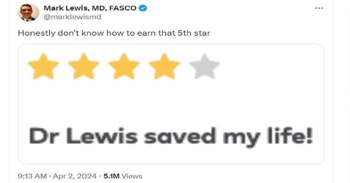 Graphic showing screen capture of Dr. Lewis' post on X