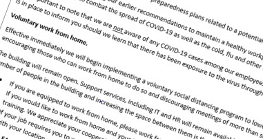 Image of COVID "All Employees" email