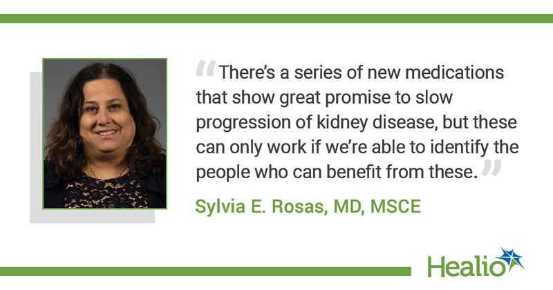 "There's a series of new medications that show great promise to slow progression of kidney disease, but these can only work if we're able to identify the people who can benefit from these." Sylvia E. Rosas, MD, MSCE